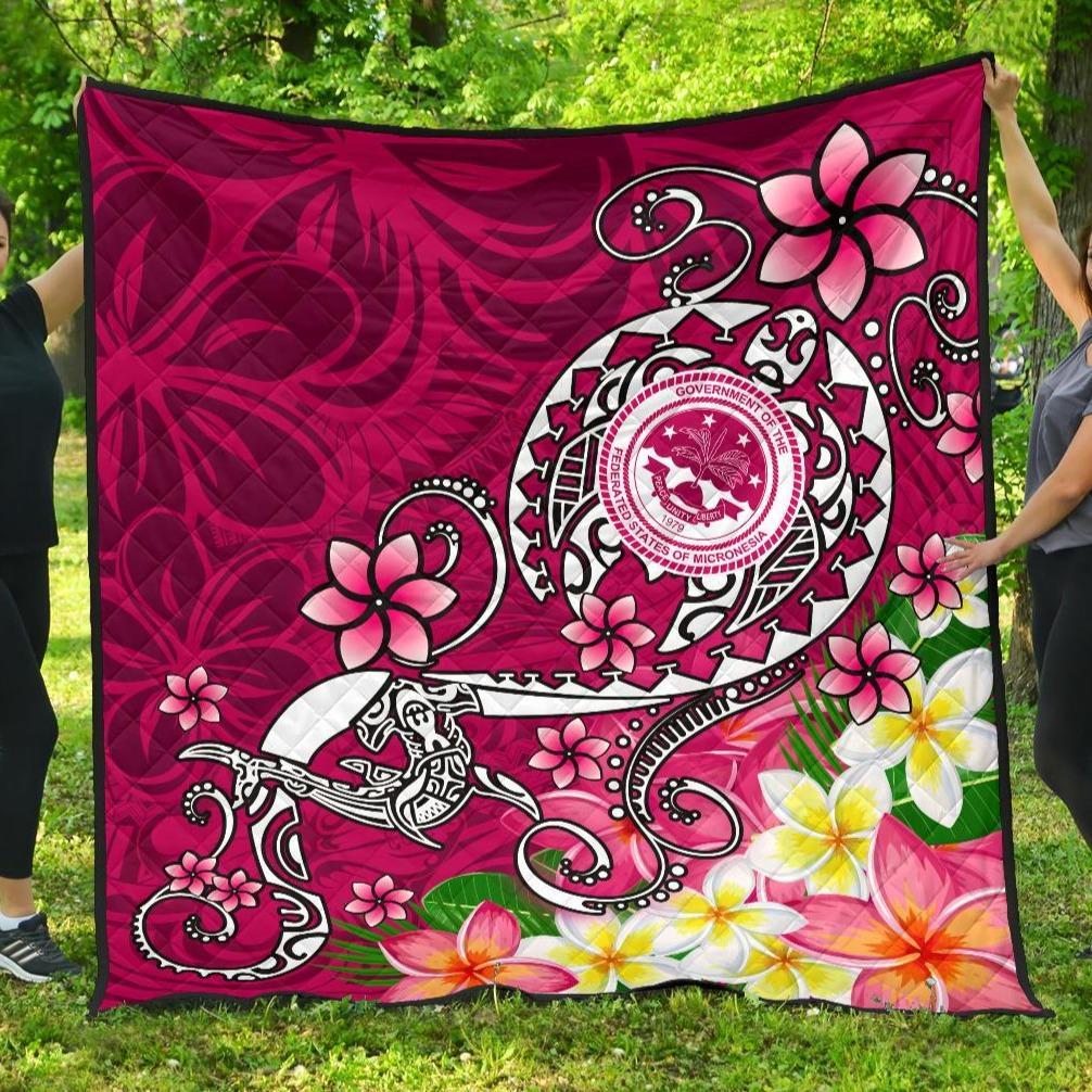 FSM Premium Quilt - Turtle Plumeria (PINK) Pink - Polynesian Pride