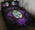 Guam Polynesian Quilt Bed Set Hibiscus Purple Black - Polynesian Pride