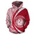 Hawaii Polynesian Zip up Hoodie Tribal White and Red Circle Style - Polynesian Pride