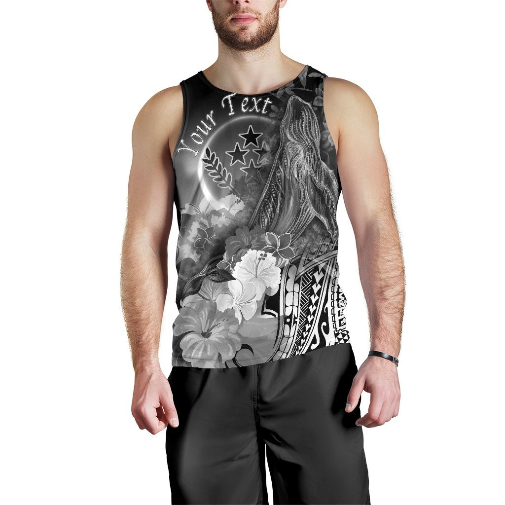 Kosrae Custom Personalised Men's Tank Top - Humpback Whale with Tropical Flowers (White) - Polynesian Pride