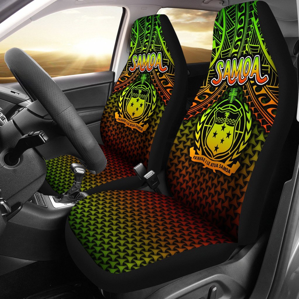 Polynesian Samoa Car Seat Covers - Reggae Vintage Polynesian Patterns Universal Fit Reggae - Polynesian Pride