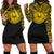 Tahiti Women Hoodie Dress - Tahiti Coat Of Arms Polynesian Gold Black Gold - Polynesian Pride