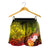 Polynesian Hawaii Women's Shorts - Kanaka Maoli Humpback Whale with Tropical Flowers (Yellow) - Polynesian Pride