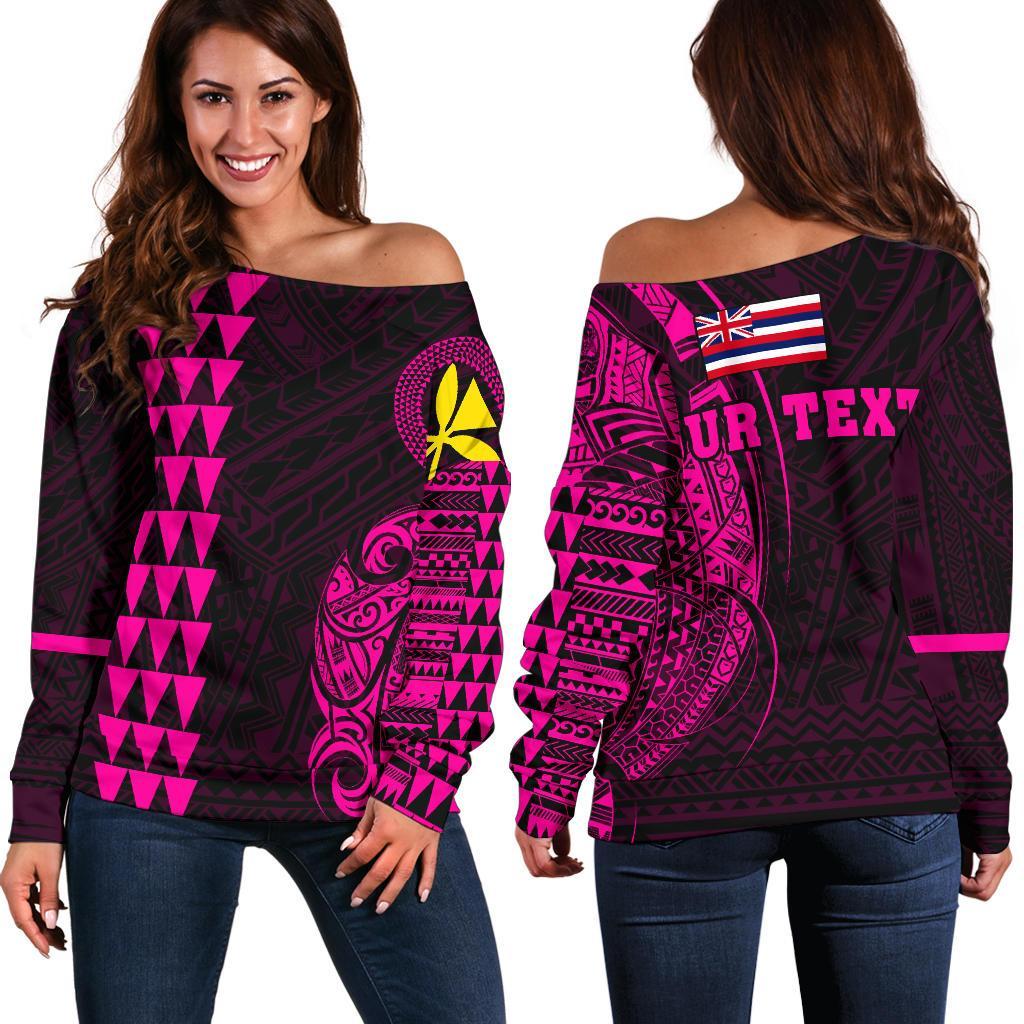 Hawaii Kanaka Polynesian Personalized Women's Off Shoulder Sweater - Pink Pink - Polynesian Pride