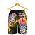 French Polynesia Tahiti Men's Shorts - Tahiti Of Seal Turtle With Plumeria - Polynesian Pride