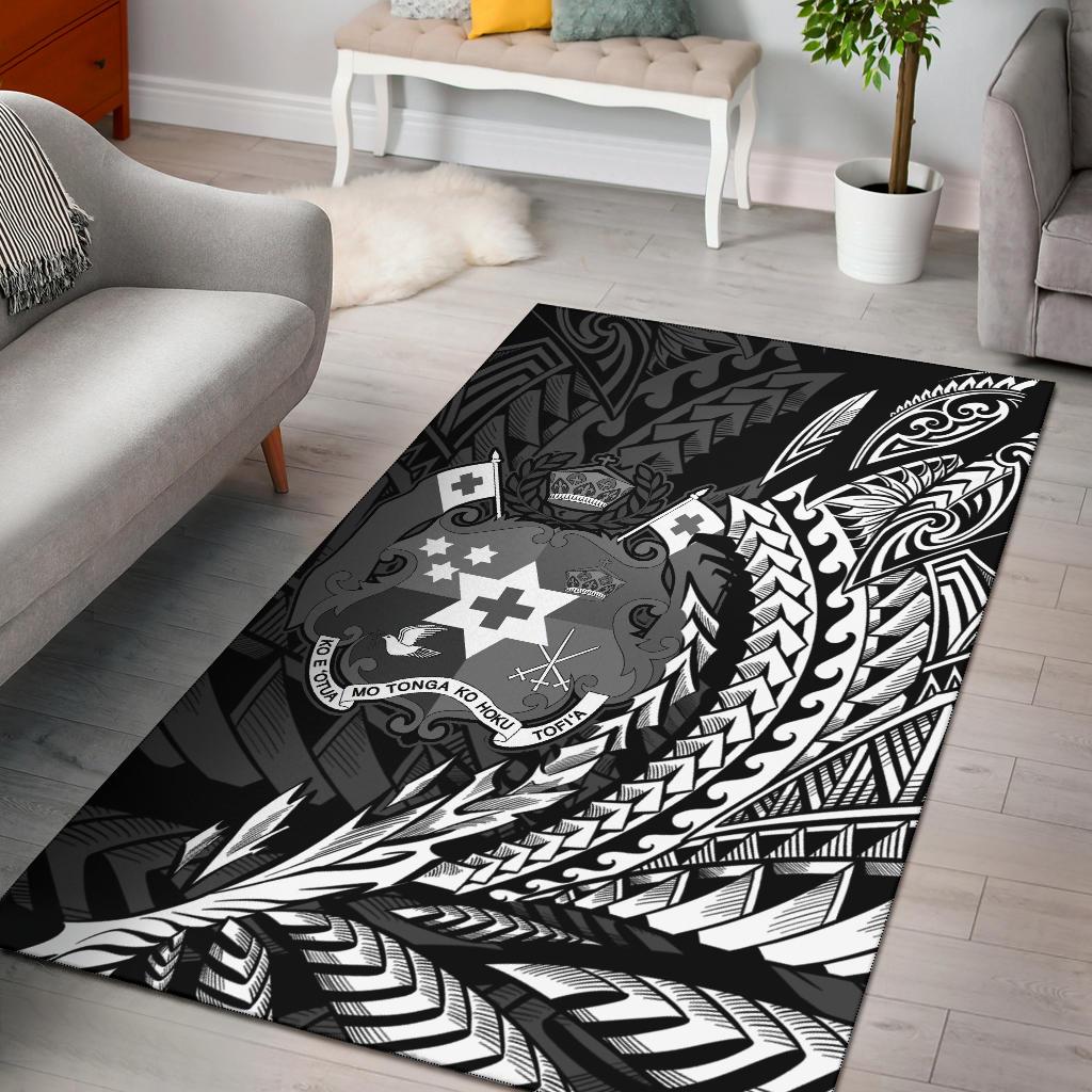 Tonga Area Rug - Wings Style Black - Polynesian Pride