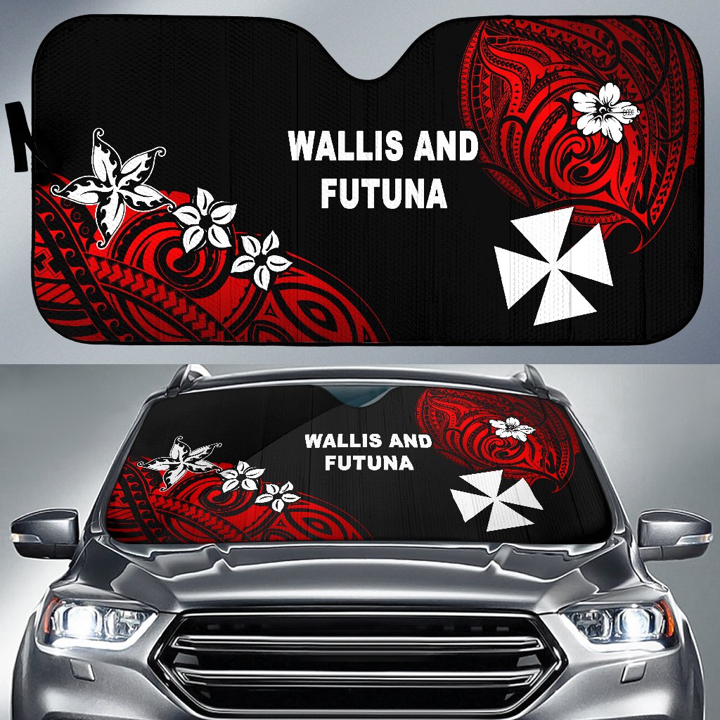 Wallis and Futuna Rugby Auto Sun Shades Unique Vibes Auto Sun Shade Universal Fit Red - Polynesian Pride