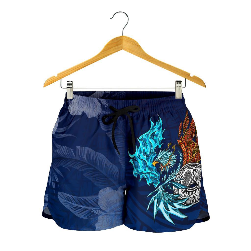 American Samoa Polynesian Women's Shorts - Blue Polynesian Eagle Women Blue - Polynesian Pride