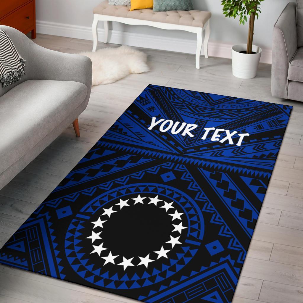 Cook Island Personalised Area Rug Seal With Polynesian Tattoo Style ( Blue) Blue - Polynesian Pride