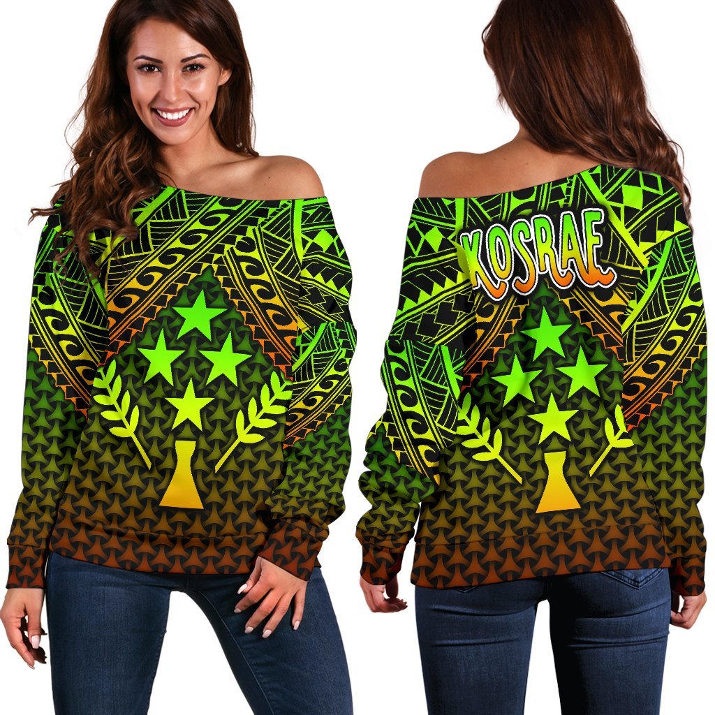 Polynesian Kosrae Off Shoulder Sweater - Reggae Vintage Polynesian Patterns Art - Polynesian Pride