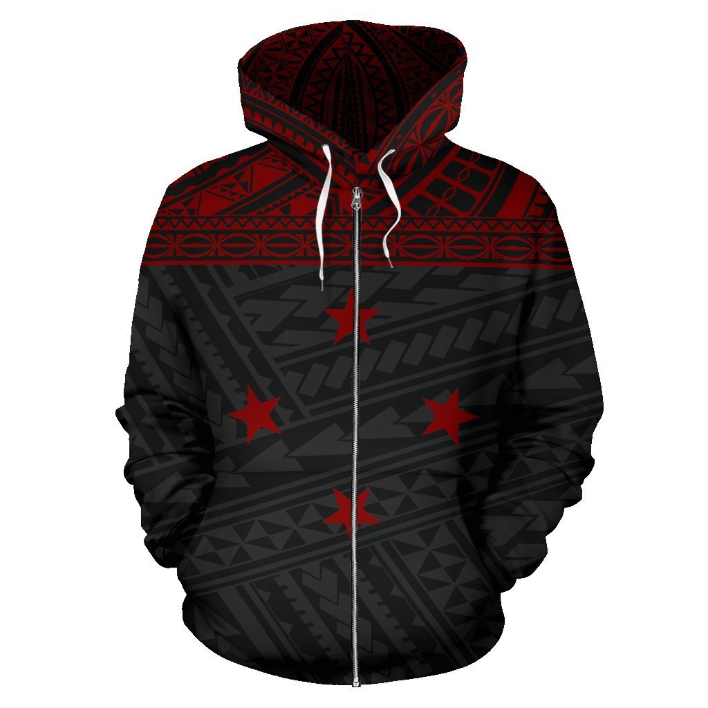 Federated States of Micronesia All Over Zip up Hoodie Red Style - Polynesian Pride