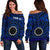 Cook Island Personalised Women's Off Shoulder Sweater - Seal With Polynesian Tattoo Style ( Blue) - Polynesian Pride