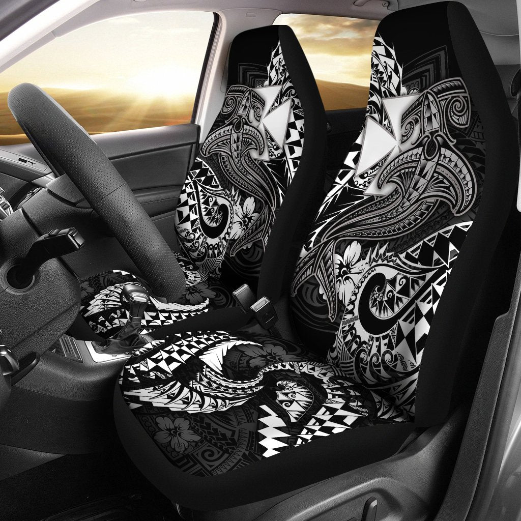 Polynesian Wallis and Futuna Car Seat Covers - White Shark Polynesian Tattoo Universal Fit White - Polynesian Pride