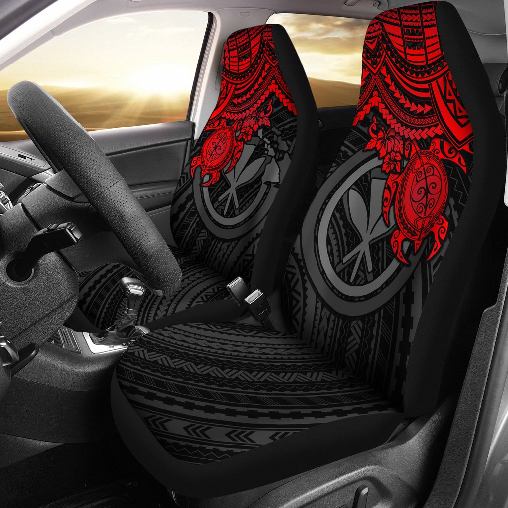 Hawaii Polynesian Car Seat Covers - Kanaka Maoli Red Turtle Hibiscus Universal Fit RED - Polynesian Pride