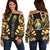 Nauru Women's Off Shoulder Sweater - Polynesian Tattoo Gold Gold - Polynesian Pride