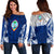 Guam Polynesian Women's Off Shoulder Sweater - Pattern With Seal Blue Version Blue - Polynesian Pride