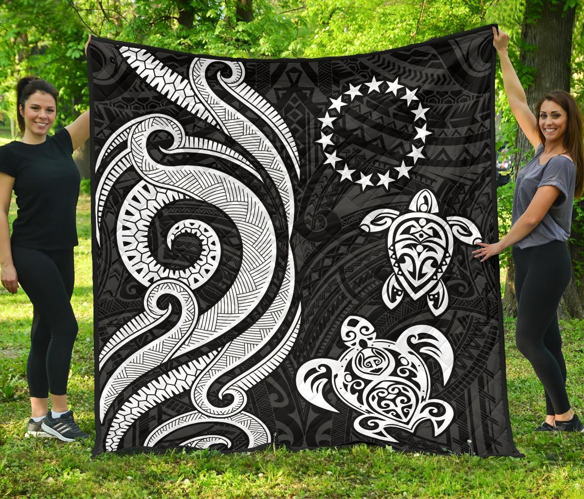 Cook Islands Premium Quilt - White Tentacle Turtle - Polynesian Pride