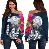 Marshall Islands Women's Off Shoulder Sweater - Marshall Islands Summer - Polynesian Pride