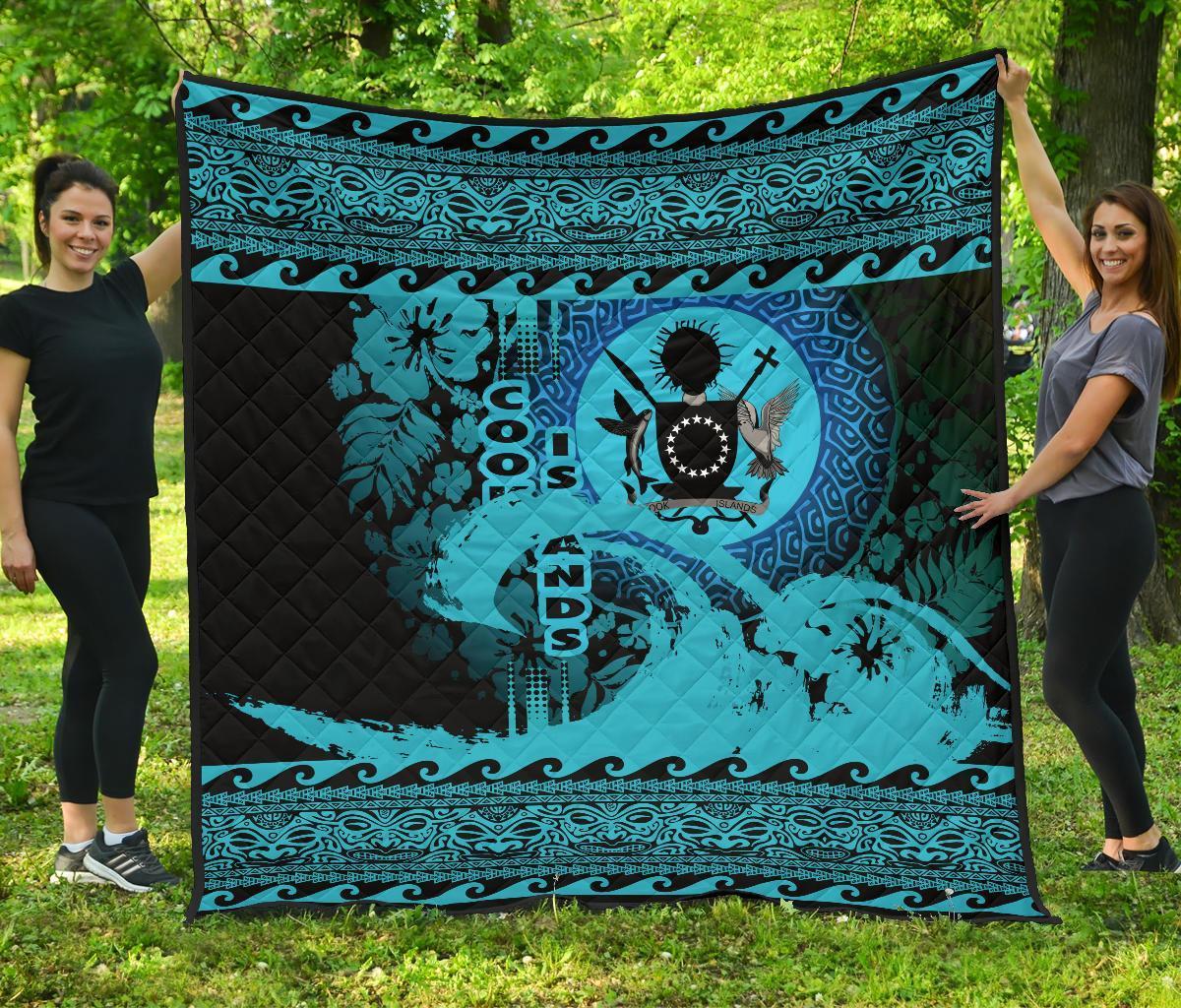 Cook Island Quilt Wave Navy Design Black - Polynesian Pride