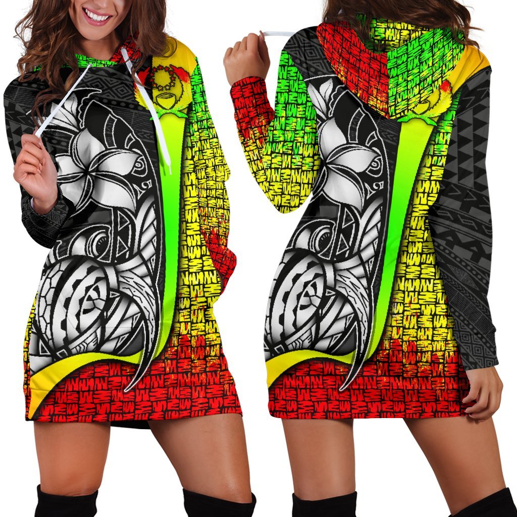 Pohnpei Micronesian Women's Hoodie Dress Reggae - Turtle With Hook Reggae - Polynesian Pride