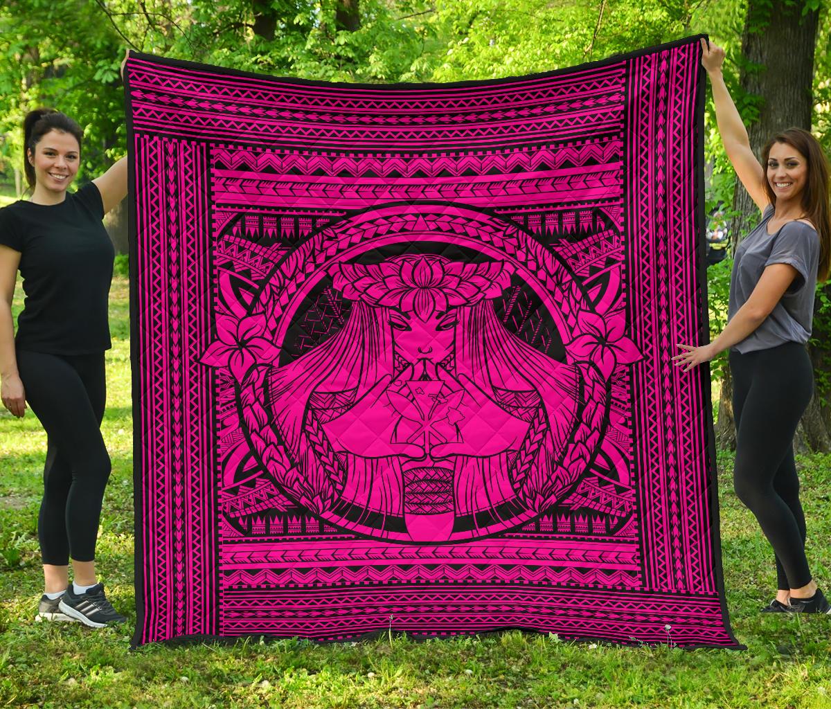 Hawaii Polynesian Pele Kanaka Premium Quilt Pink Pink - Polynesian Pride