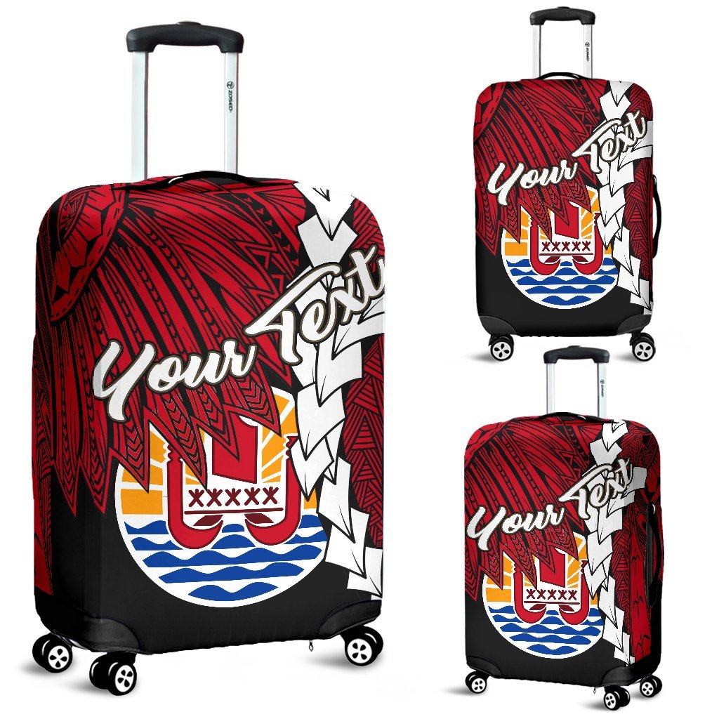 Tahiti Polynesian Custom Personalised Luggage Covers - Tribal Wave Tattoo Flag Style Black - Polynesian Pride