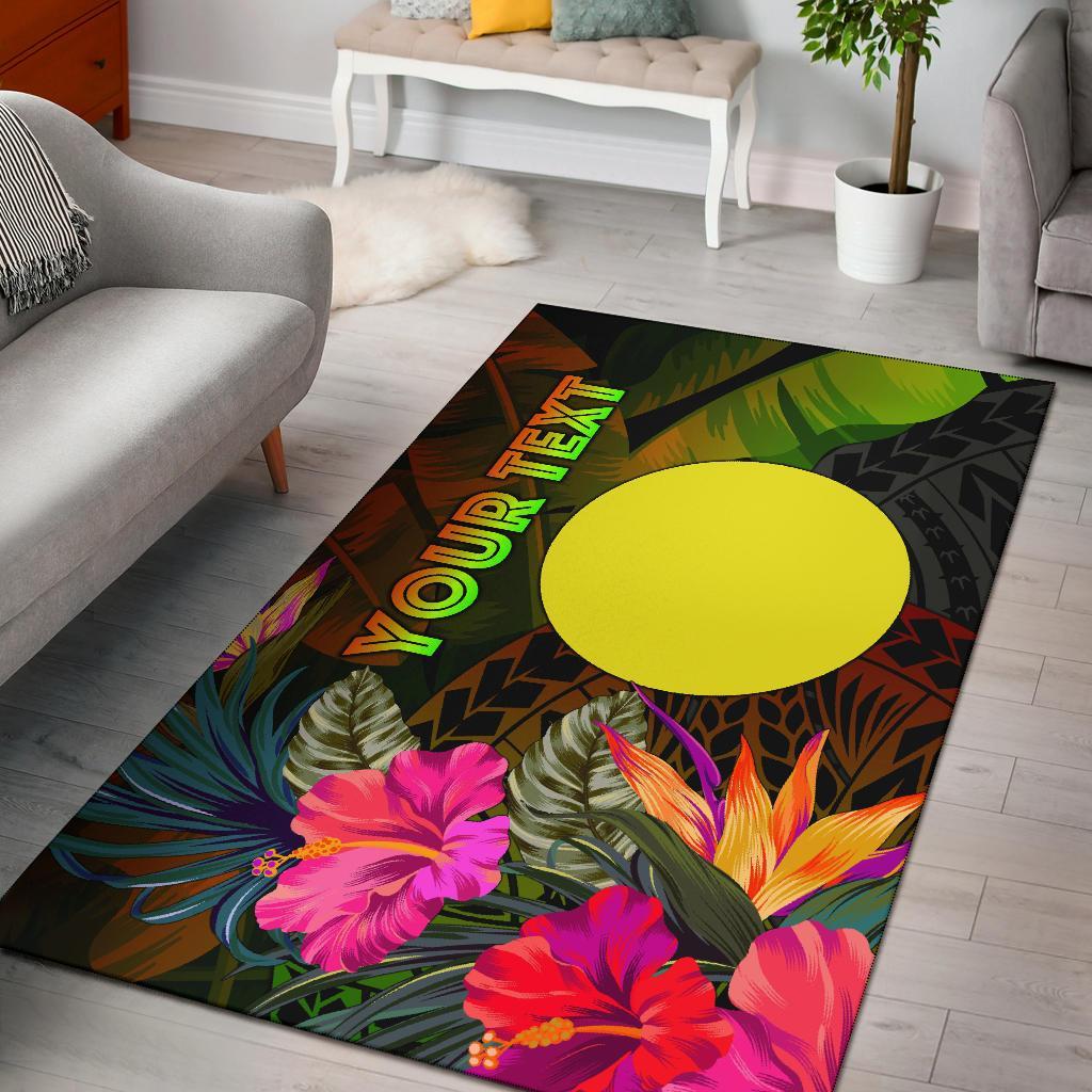 Palau Polynesian Personalised Area Rug - Hibiscus and Banana Leaves Reggae - Polynesian Pride