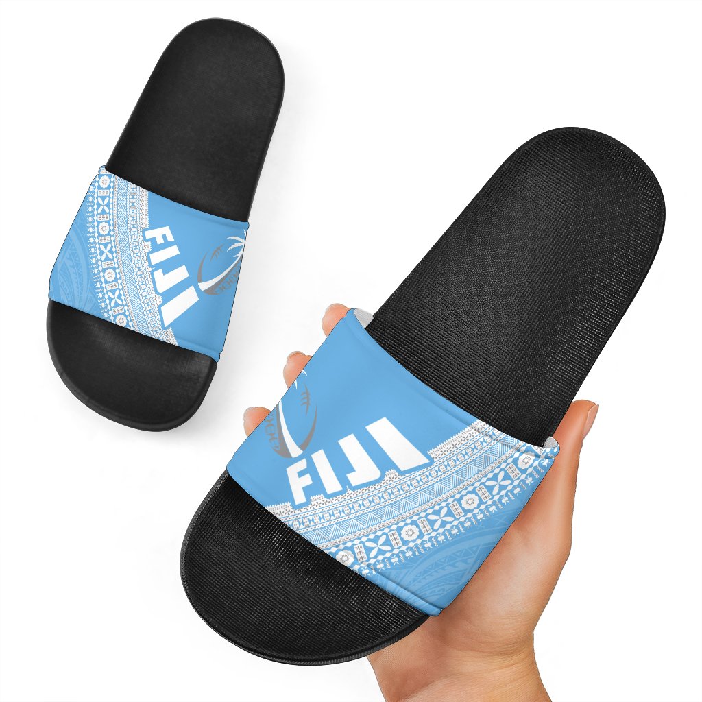 Fiji Tapa Rugby Slide Sandals version Style You Win - Blue Blue - Polynesian Pride