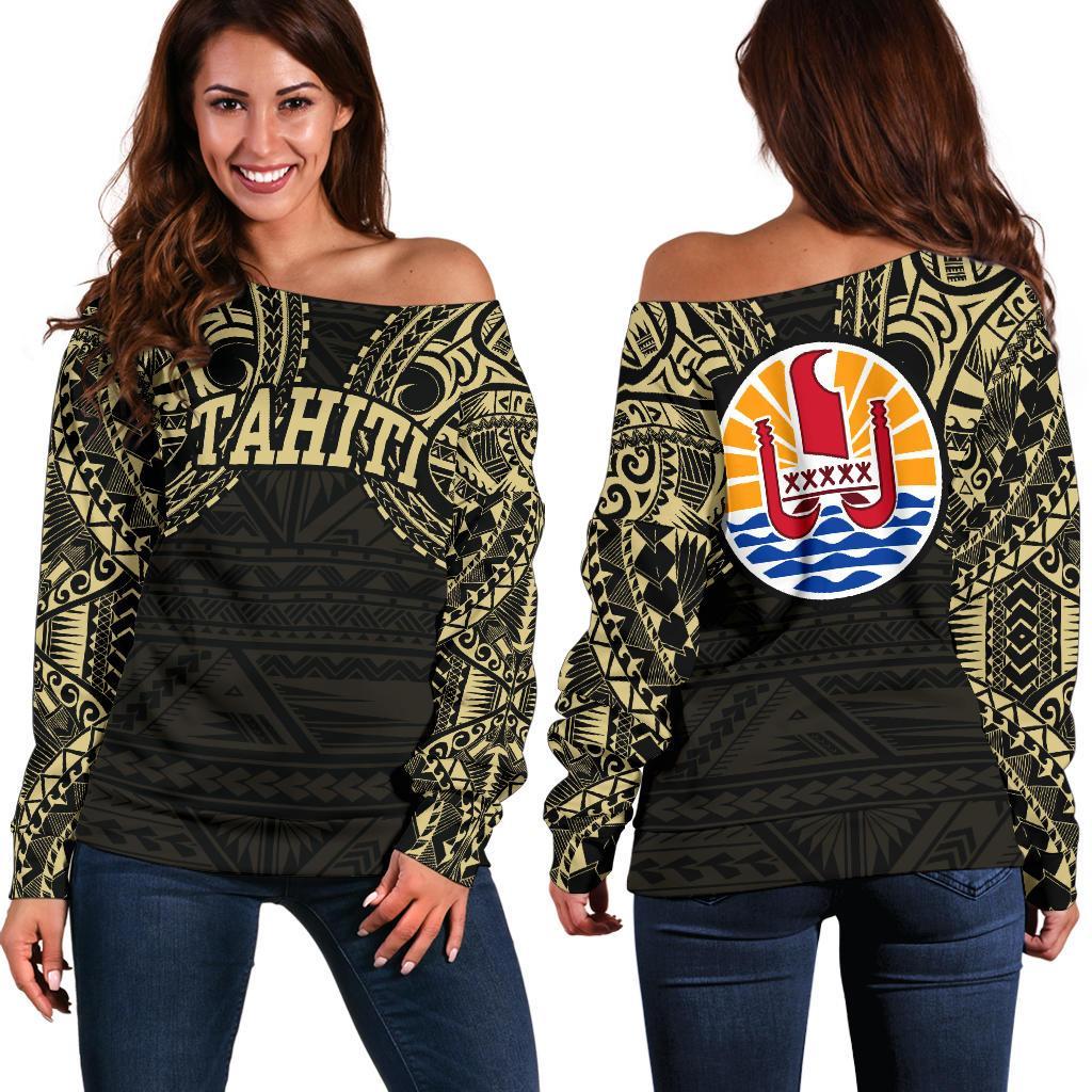 Tahiti Spirit Off Shoulder Sweater A6 Gold - Polynesian Pride