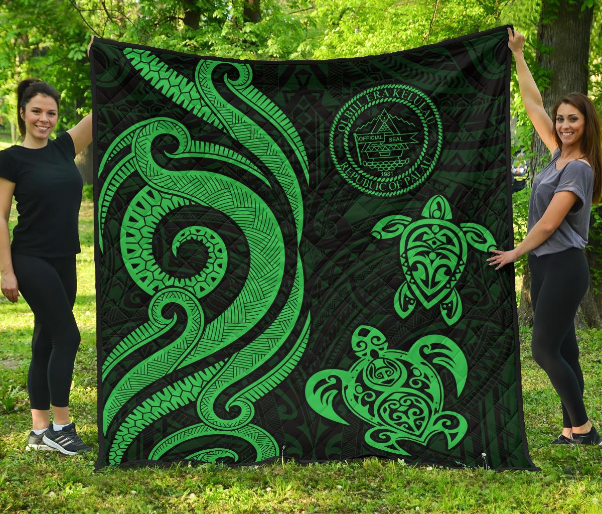 Palau Premium Quilt - Green Tentacle Turtle Green - Polynesian Pride