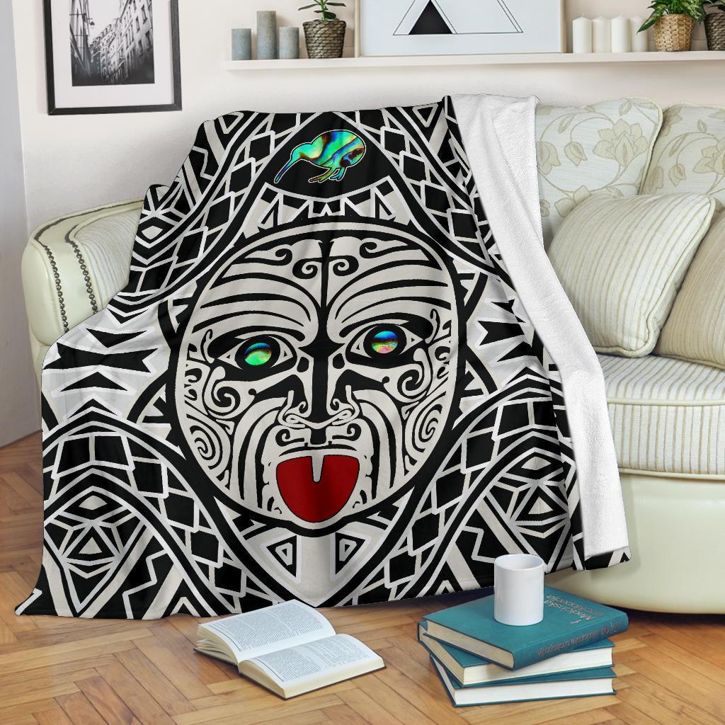 Integrity Maori Ta Moko Premium Blanket Kiwi and Paua White - Polynesian Pride