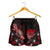 Tahiti Polynesian Women's Shorts - Turtle With Blooming Hibiscus Red - Polynesian Pride