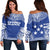 Gambier Islands Flag Polynesian Chief Women's Off Shoulder Sweater Blue - Polynesian Pride