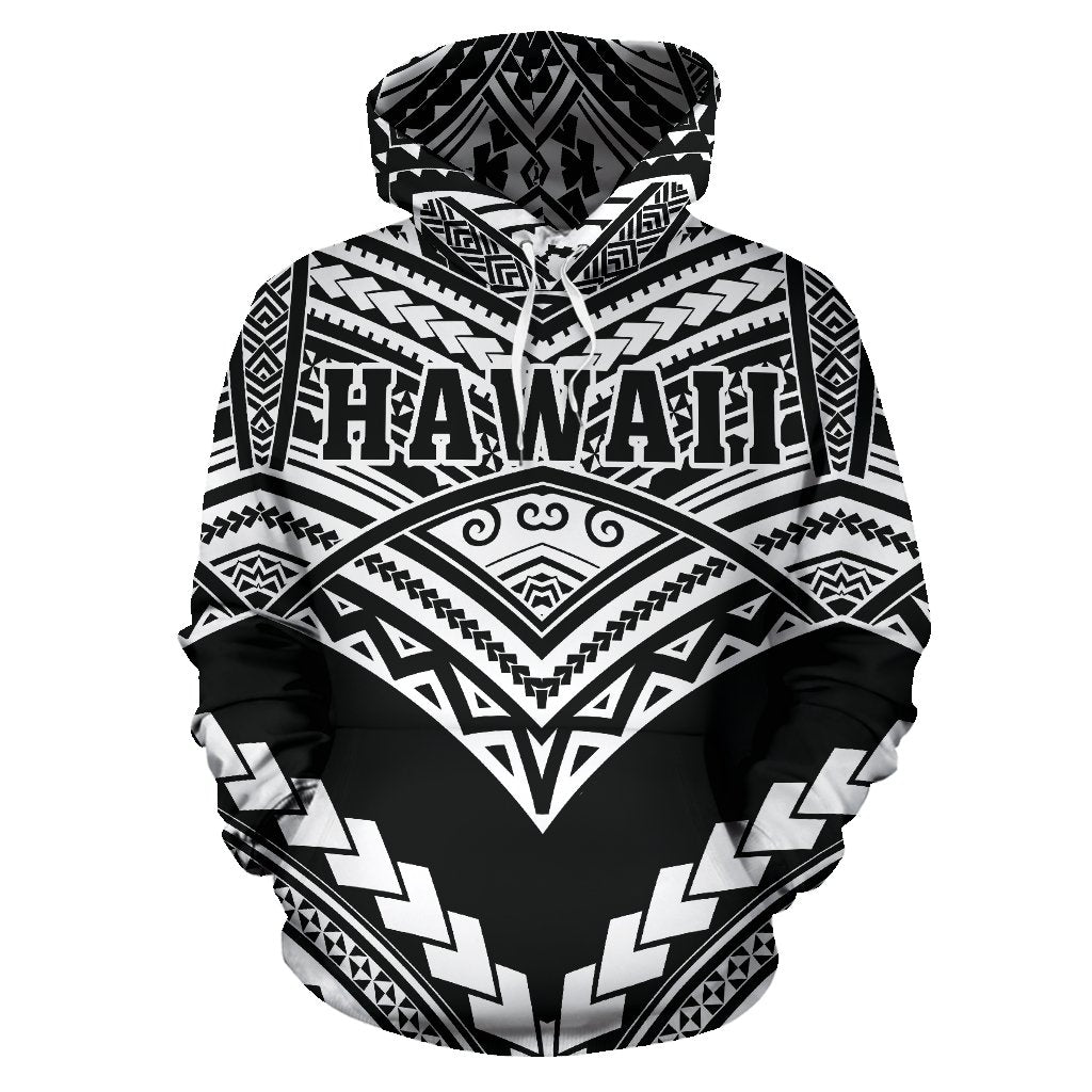 Hawaii Polynesian Tribal Hoodie New Warrior Style White Color - Polynesian Pride