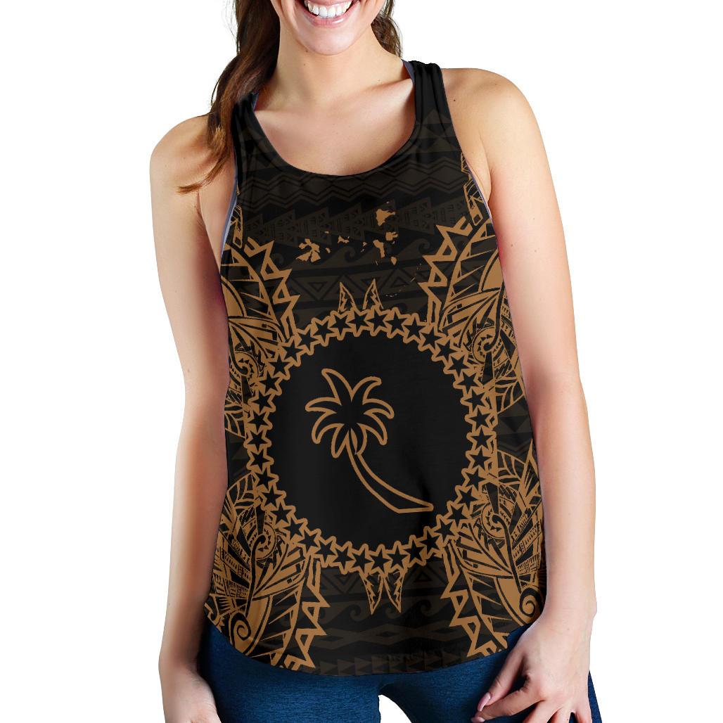 Chuuk Polynesian Women Tank Top Map Gold Gold - Polynesian Pride