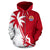 Tahiti Polynesian Coconut Tree Zip up Hoodie Unisex Red White - Polynesian Pride