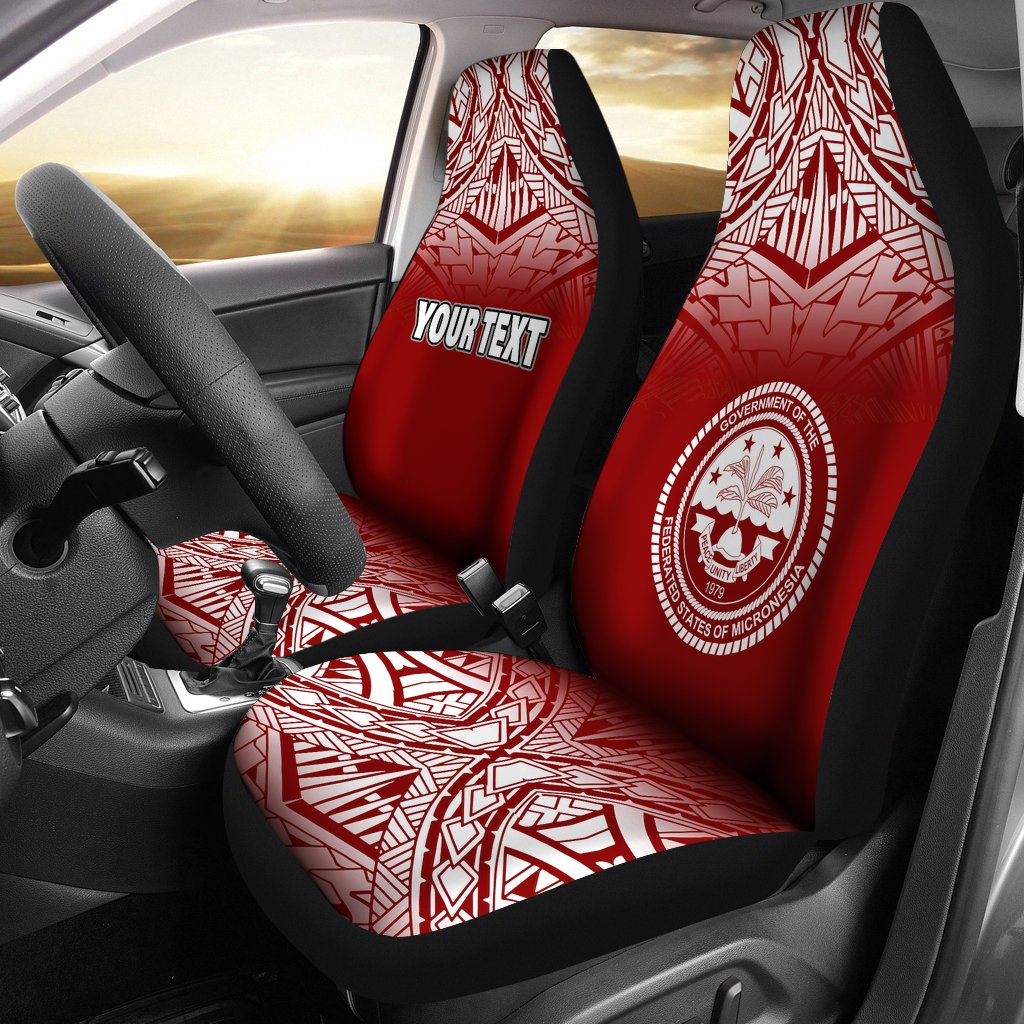 Federated States of Micronesia Car Seat Covers - FSM Seal Polynesian Tattoo Fog Red Universal Fit Red - Polynesian Pride