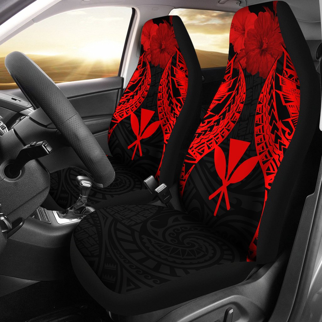 Hawaii Polynesian Car Seat Covers Pride Seal And Hibiscus Red Universal Fit Red - Polynesian Pride