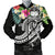 Polynesian Samoa Men's Bomber Jacket - Summer Plumeria (Black) Black - Polynesian Pride