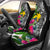 Papua New Guinea Custom Personalised Car Seat Covers White - Turtle Plumeria Banana Leaf Universal Fit White - Polynesian Pride