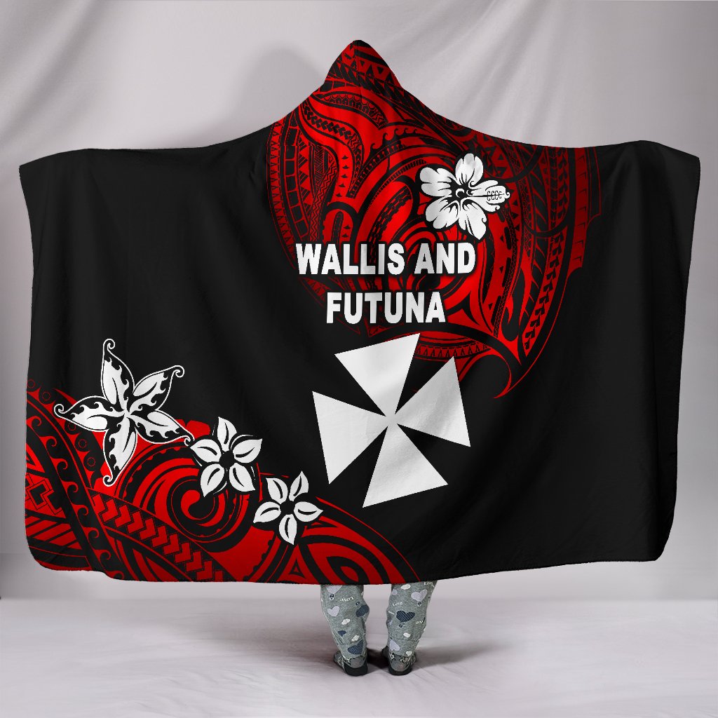 Wallis and Futuna Rugby Hooded Blanket Unique Vibes Hooded Blanket Red - Polynesian Pride
