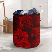 Hibiscus Turtles Hawaii Laundry Basket Red AH Laundry Basket - 4 One Size Red - Polynesian Pride