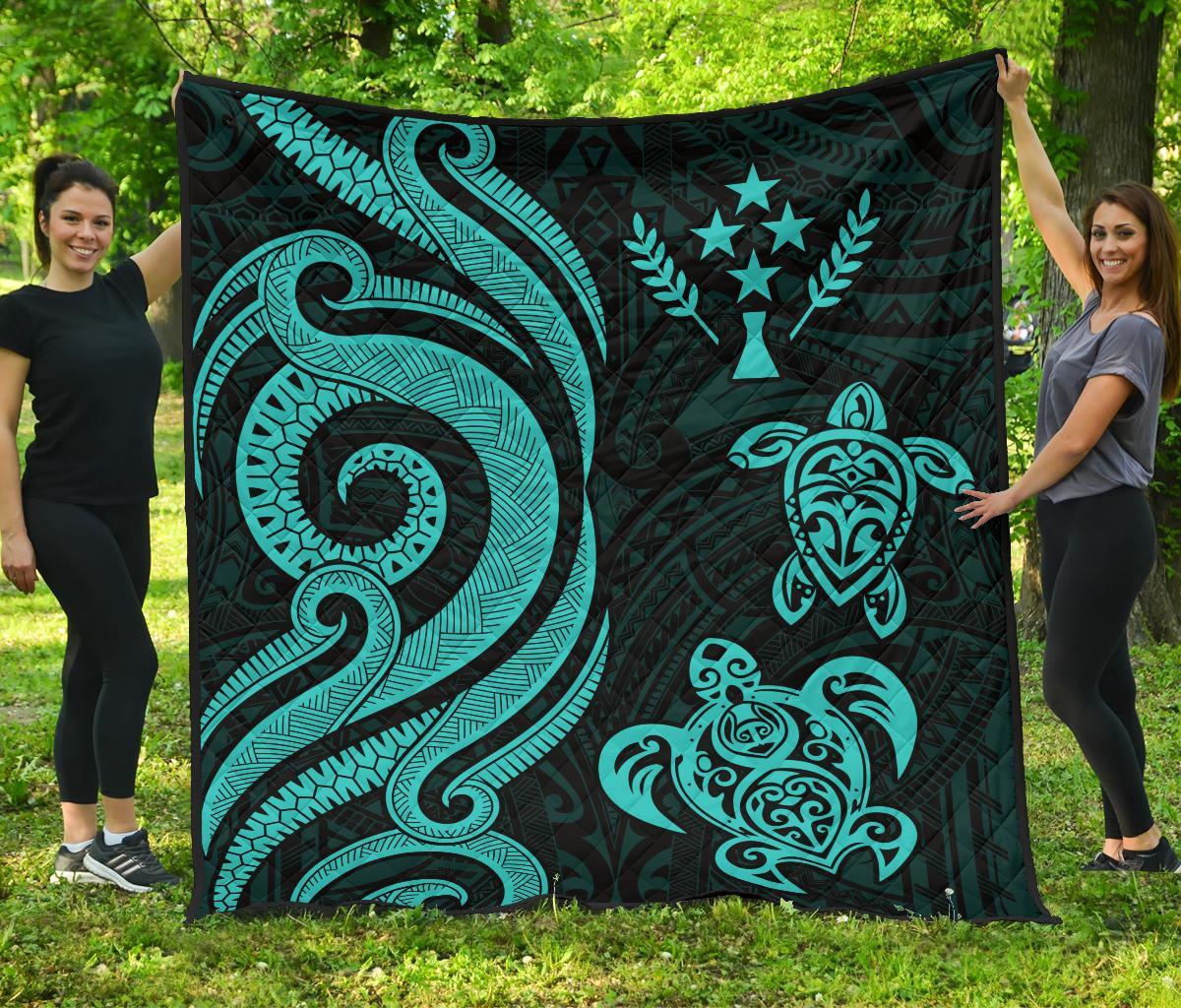 Kosrae Premium Quilt - Turquoise Tentacle Turtle Turquoise - Polynesian Pride