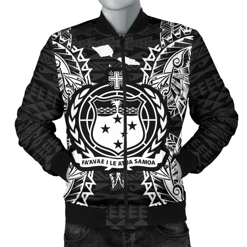 Samoa Polynesian Men's Bomber Jacket Map Black Black - Polynesian Pride