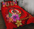 Vanuatu Polynesian Quilt Bed Set - Floral With Seal Red Red - Polynesian Pride