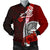 American Samoa Polynesian Men's Bomber Jacket - Coat Of Arm With Hibiscus Red - Polynesian Pride