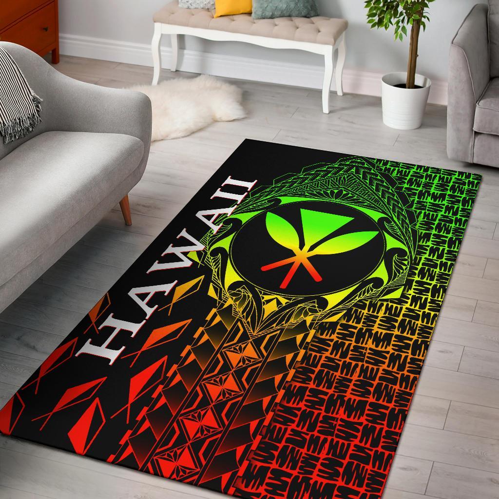 Hawaii Area Rug - Kanaka Maoli Rocket Style (Reggae) Black - Polynesian Pride