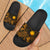 Nauru Slide Sandals - Turtle Hibiscus Pattern Gold Black - Polynesian Pride