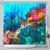 Marshall Islands Shower Curtain - Sea Turtle Coral Treasure 177 x 172 (cm) BLACK - Polynesian Pride