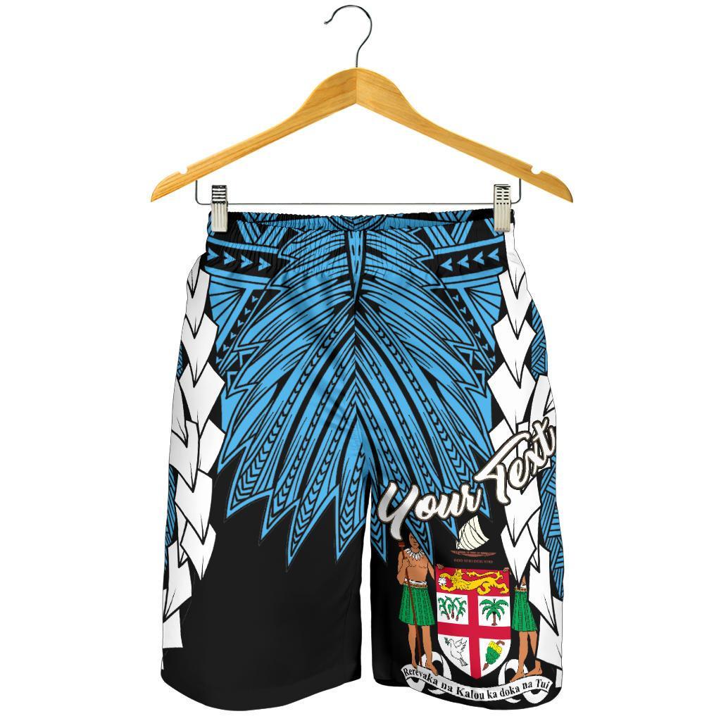 Fiji Polynesian Custom Personalised Men's Shorts - Tribal Wave Tattoo Flag Style - Polynesian Pride